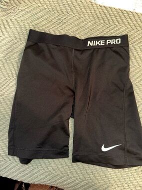 Nike Black Athletic Compression Shorts with White Logo